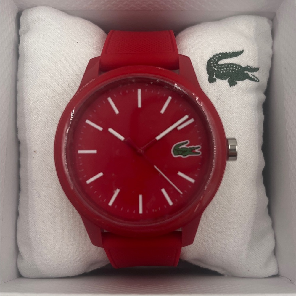 🎄Lacoste Bold Red Rubber Strap Men's Watch